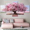 5 Pieces Modular Wall Art Home Decor Canvas Paintings for Interior Pink Tree Flower Picture Modern Room Decoration