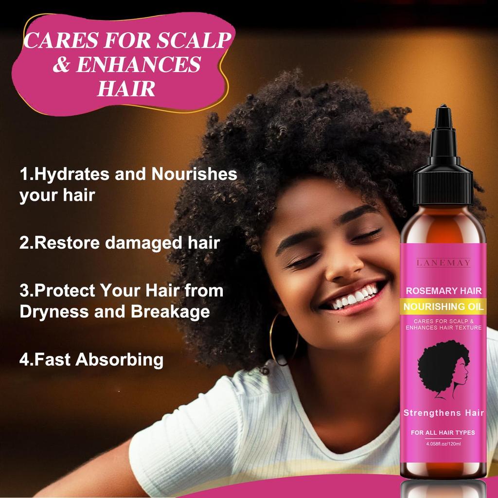 Rosemary Hair Oil-Nourishes And Promotes Scalp Health-Enhances Hair Shine-Suitable For All Hair Types, 120ml