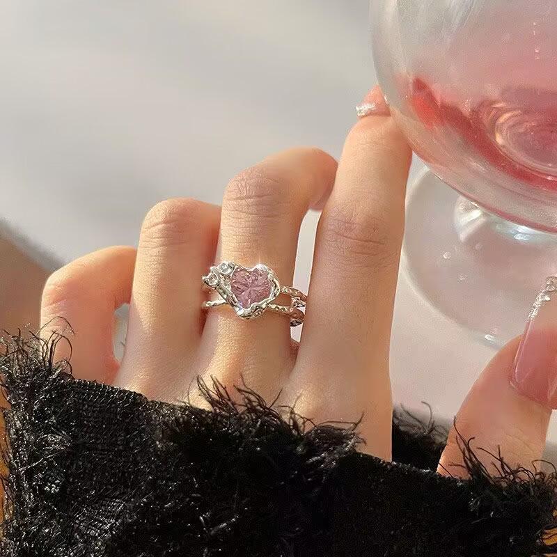 Trendy Pink Heart Ring for Women - 2023 Hot Style Open Design