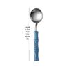 Bamboo Handle Stainless Steel Cutlery Set: Steak Knife, Fork & Dessert Spoon in Gift Box.