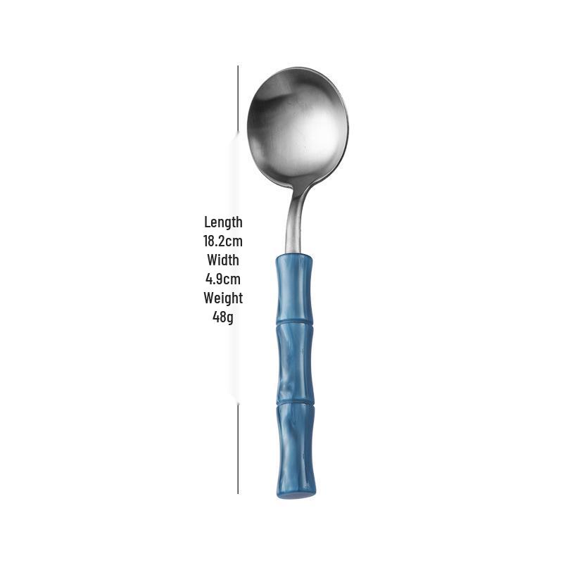 Bamboo Handle Stainless Steel Cutlery Set: Steak Knife, Fork & Dessert Spoon in Gift Box.