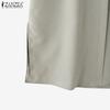 ZANZEA Women Casual Turn Down Collar Solid Color 3/4 Sleeve Shirt Dress