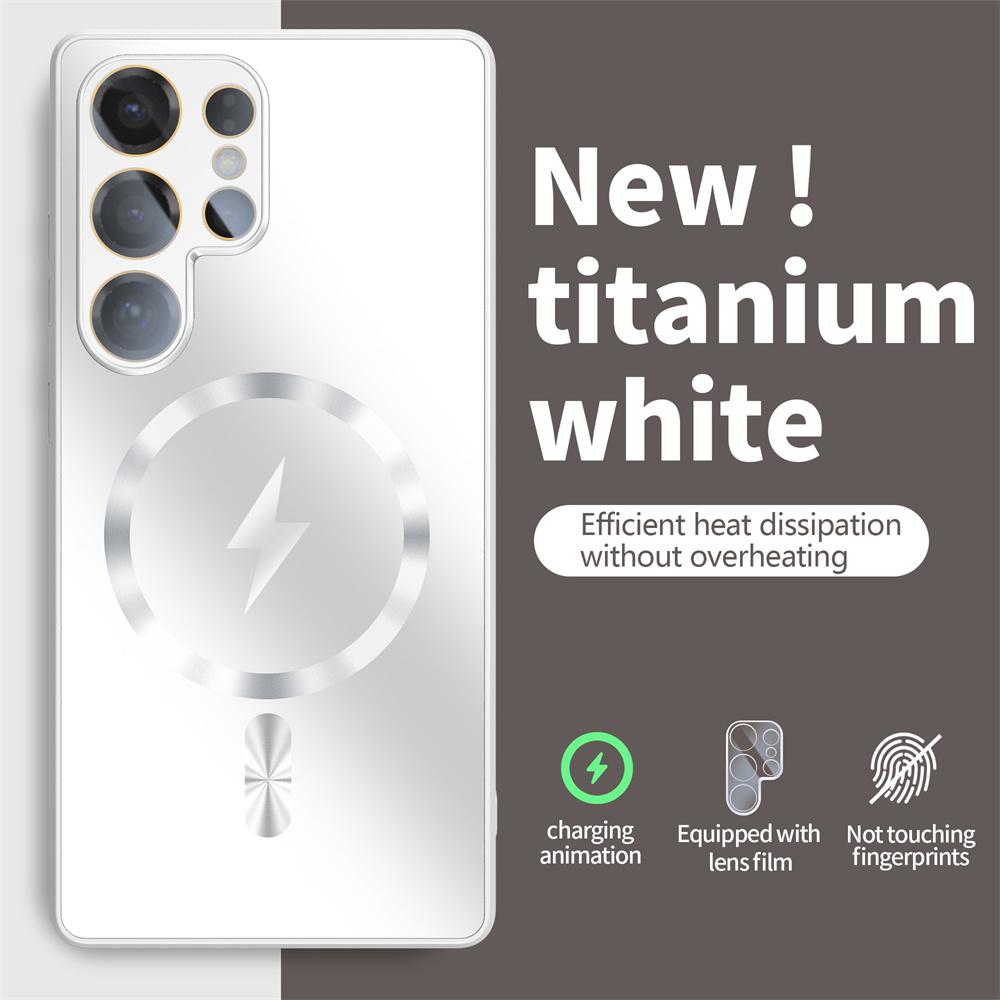 For Magsafe Glass Lens Frosted Magnetic Phone Case For Samsung Galaxy S24 S25 Ultra S23 Plus Wireless Charging Protective Cover