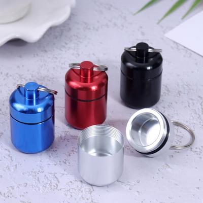 1 pièce Métal Mini Étanche Alliage Voyage Pilulier Bouteille de Pilule Cache-Cachette Porte-Médicament Contenant Porte-Clés Boîte à Médicaments Soins de Santé