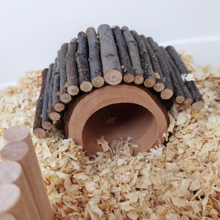 Kleines Hamsterversteck Holz Kletterhaus Röhrenhütte Sicher für Kleintiere