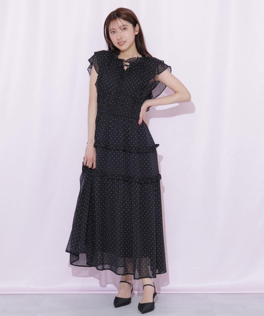 By Frill Tiered Dress [JILL JILLSTUART] [Black Dot/FR]