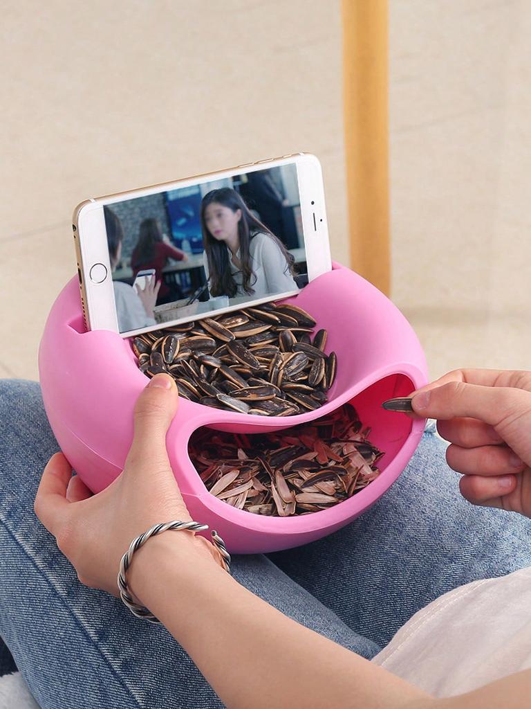 1pcs Plastic Lazy Fruit Plate High Melon Seeds Can Be Detachable Double Candy Plate Round Fruit Box Melon Seeds Fruit Storage