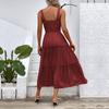 Summer Women Solid Color Strap Dress Sexy Long Ruffled