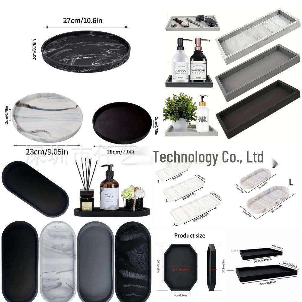 

Silicone Storage Tray for Bathroom, Kitchen, Living Room - Decorative Vanity Plate for Keys, Cosmetics, Jewelry Rectangle 15.5x9 CM