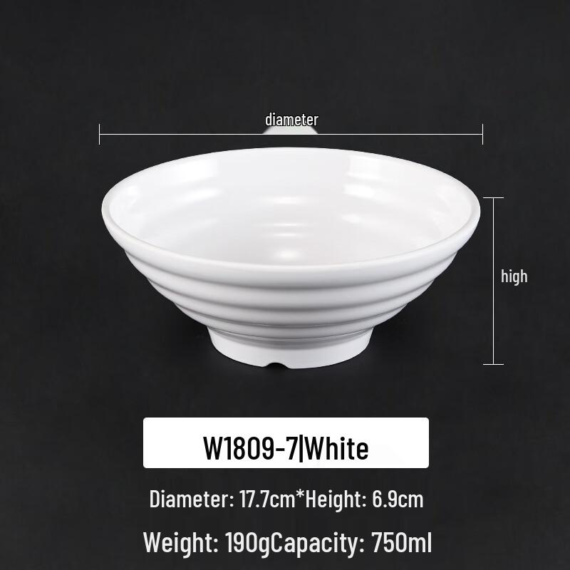 Morona White Melamine Ramen Noodle Bowl Set