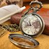 Tea Colored Glass Double Earth Pattern Pocket Watch, Unisex Casual Quartz Retro Pocket Watch.