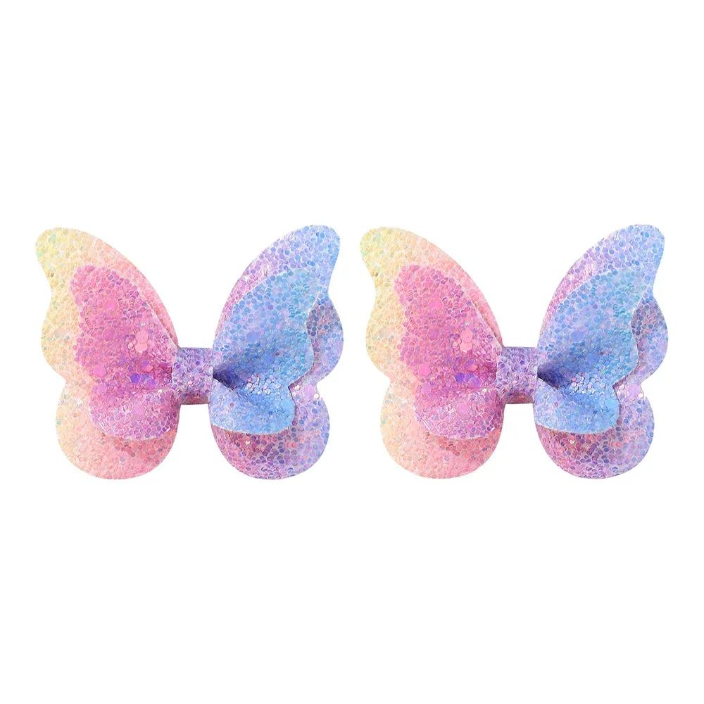 2/4/5Pcs Girls Cute Sequins Double Butterfly Hair Clip Bow Hairpins DIY Headwear Bow Decor Hairgrip Toddler Hair Accessories