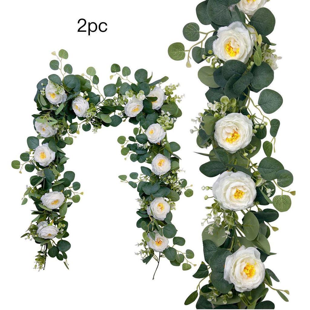Artificial Rattan Rose & Eucalyptus Flower Vine