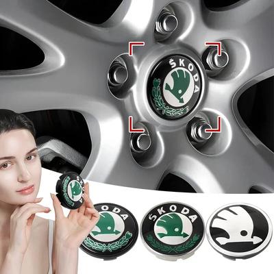 AAAAO1 4Pcs Car Styling Auto Wheel Hub Center Caps Rim Cover Badge Emblem For Octavia MK2 MK3 A7 Karoq Kodiaq Superb Rapid Fabia
