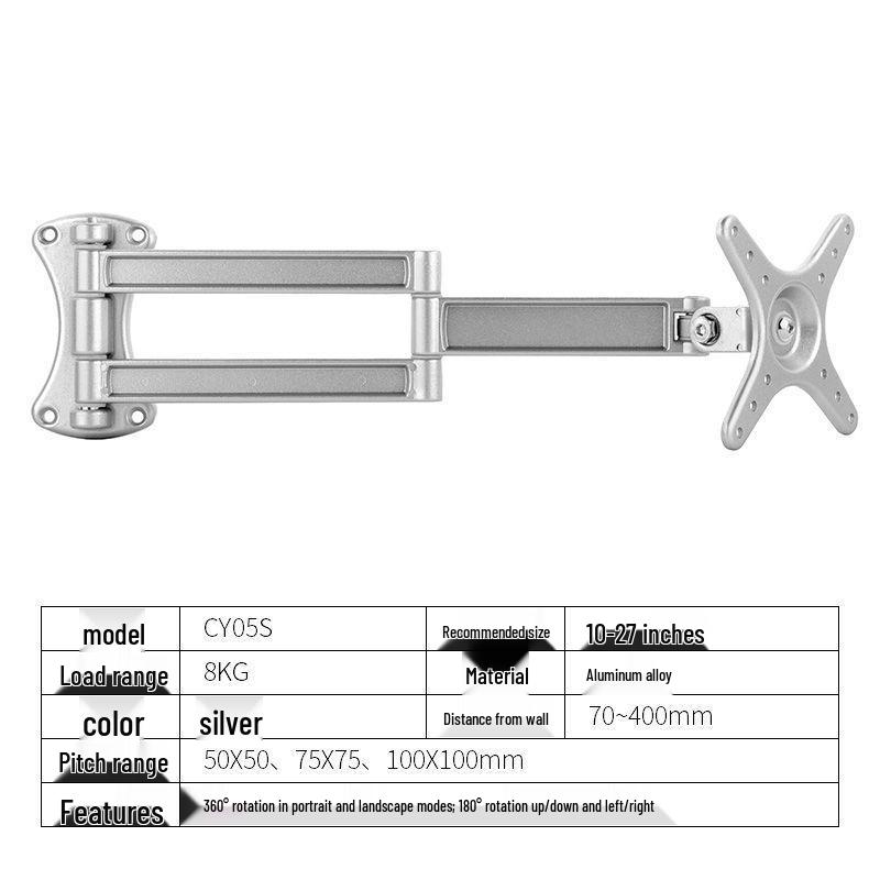 Universal Adjustable LCD Monitor & TV Wall Mount with Retractable, Rotating Arm