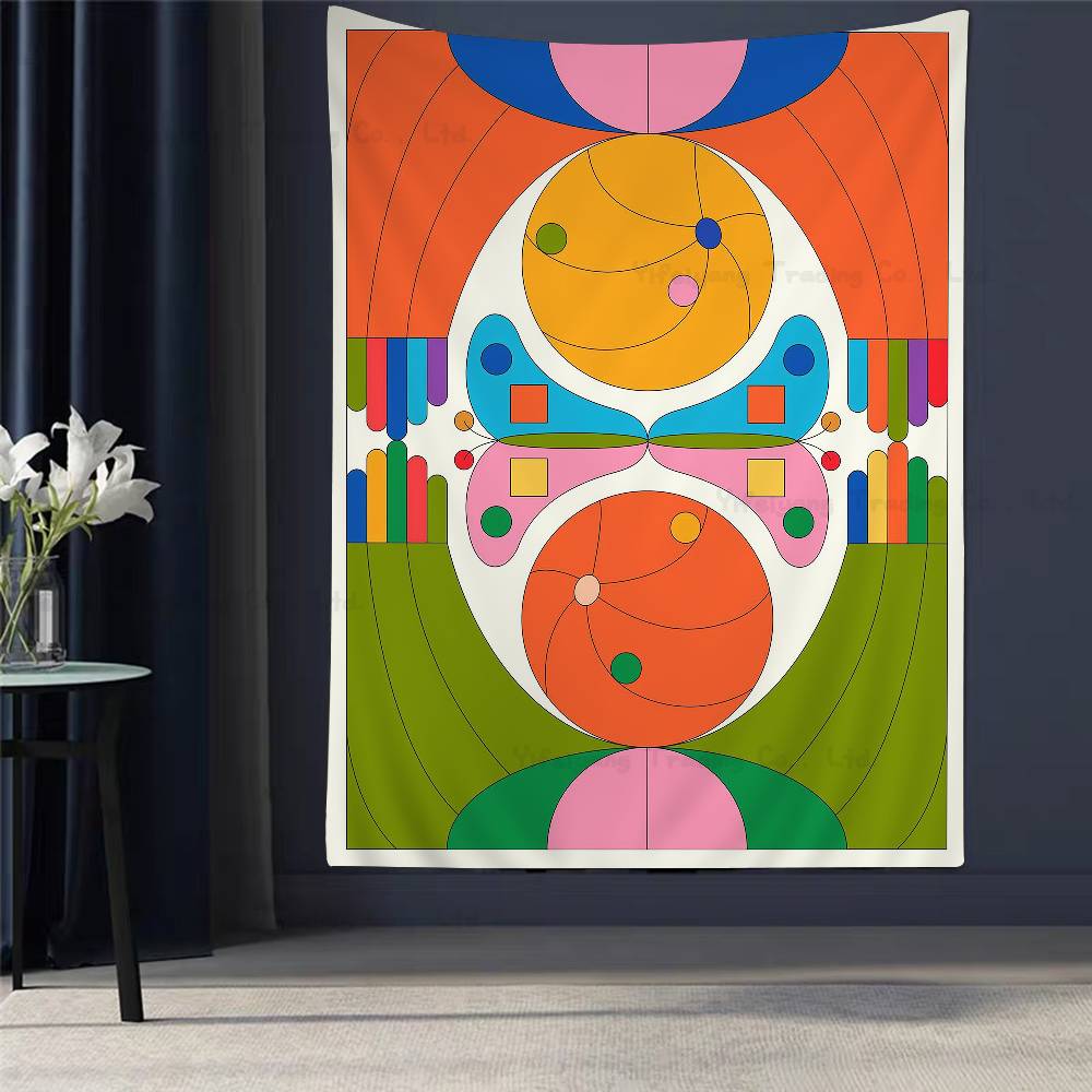 Buntes Geometrisches Gemälde Gedruckt Großer Wandteppich Indischer Buddha Wanddekoration Hexerei Bohemian Hippie Dekor Decke