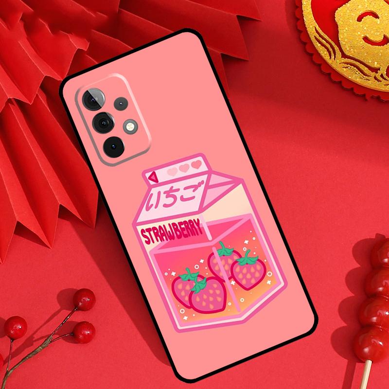 Cute Strawberry Milk Box Case For Samsung Galaxy M34 M54 M32 M52 M15 M11 M12 M13 M14 M06 M16 M36 M56 M31 M53 M35 M55