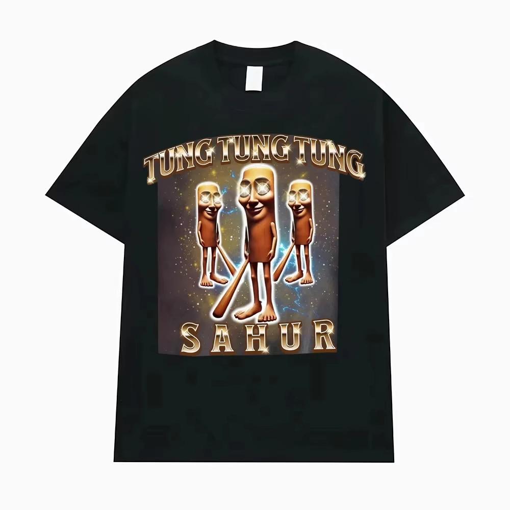 Summer fashion men's T-shirt (DOMIO) Tung Tung Tung Sahur Humorous baseball bat print T-shirt for men humorous style Pure cottot