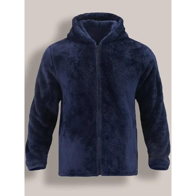 Men's Coral Fleece Jacket Hoodie Thickened Autumn Winter Warm Zipper Hooded New Arrival Comfortable Sweatshirt
