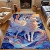 1PC White Fox with Colorful Swirls Pattern Rug Carpets for Bedroom Living Room Sofa Mat Creative Door Mat Cloakroom Home Decor
