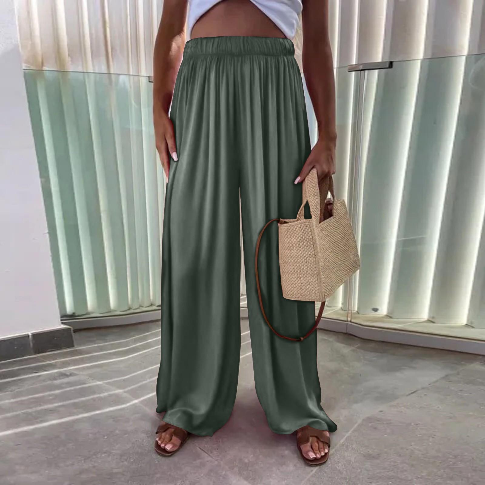 

Женские повседневные свободные брюки с однотонными карманами, резинками и навесными карманами, прямые брюки M