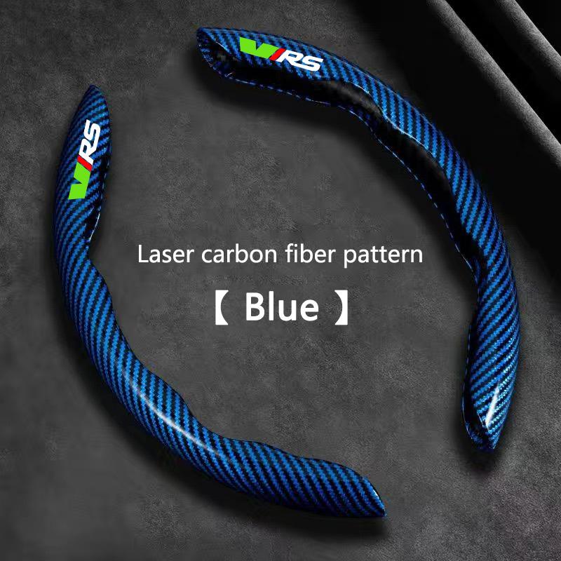 KJGK5 2PCS Carbon fiber Anti-Slip Car Steering Wheel Cover For Skoda VRS Octavia Kamiq Kodiaq Karoq RS Superb Fabia Rapid Accessories