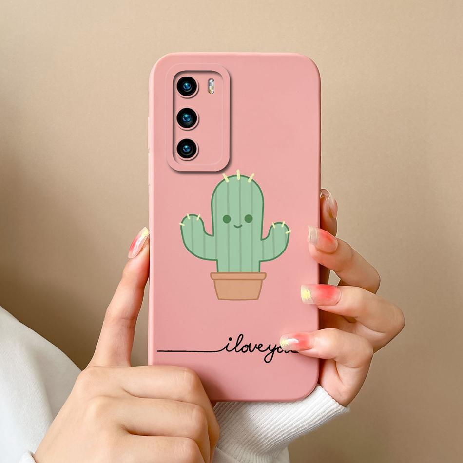 Case For Huawei P40 Pro Flower Pilot Back Cover Soft Liquid Silicone Camera Protection Phone Shell For Huawei P 40 P40Pro Coque