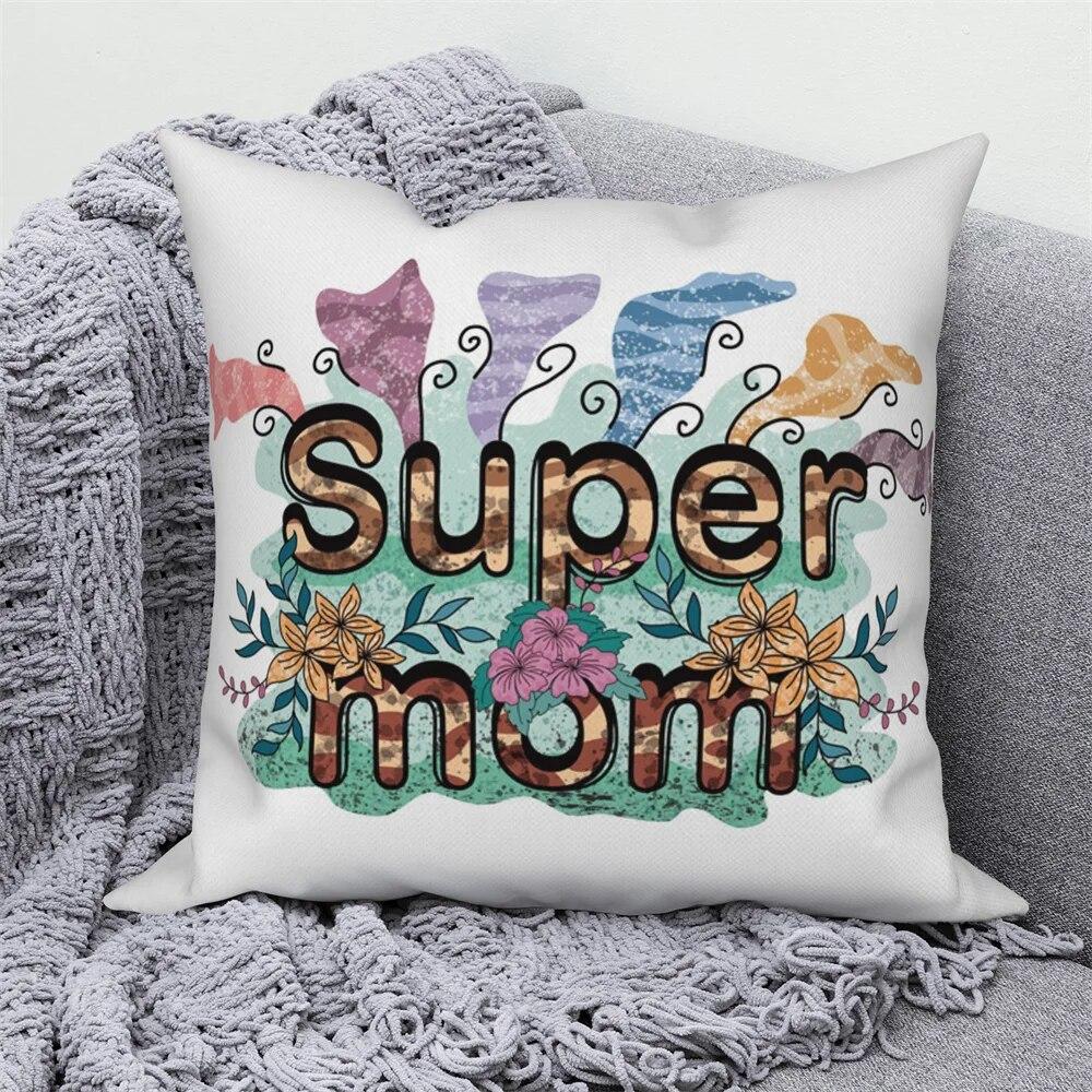 Flower Alphabet Pillowcase Cushion Cover Mother's Day  Car Sofa Home Decor Mom Gift