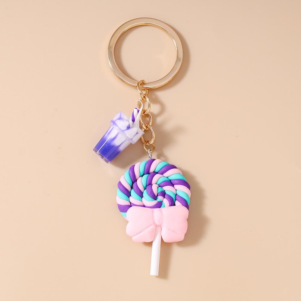 Pretty Resin Candy Lollipop Keychain Women Girls Juice Key Ring Pendants Handbag Decor DIY Key Chain Kid's Jewelry Gift