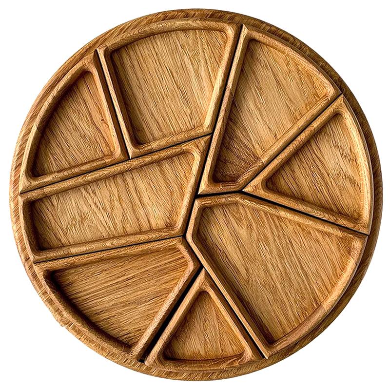 Divided Wood Serving Tray Snack Dessert Platter Fruit Appetizer Serving Plate Serving Platter Round For Candy Nuts Appetizers
