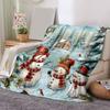 1pc Christmas Snowman Printing Lightweight Flannel Blanket, Comfortable and Warm Blanket, for Camping Sofa Bed and Couch Office, Gift