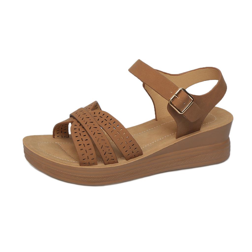 Fashion Women Vintage Roman Sandals Summer Walking Fish Mouth Soft Sole Fashion Open Toe Platform Comfortable Women Shoes