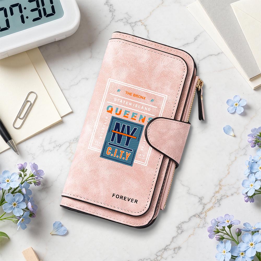 New York City Print Long Wallet Fashion Casual Portable Card Holder PU Leather Daily Use Purse for Men Women