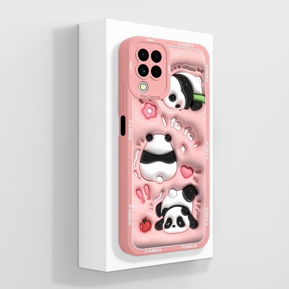 For Samsung M22 M32 A22 4G Case Cute Panda Soft Liquid Silicone Phone Back Cover For Galaxy M 22 32 A 22 Funda Camera Protectors