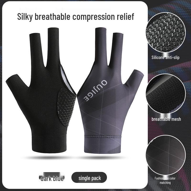Breathable Non-Slip 3-Finger Billiard Glove - Wear-Resistant, Single Pack