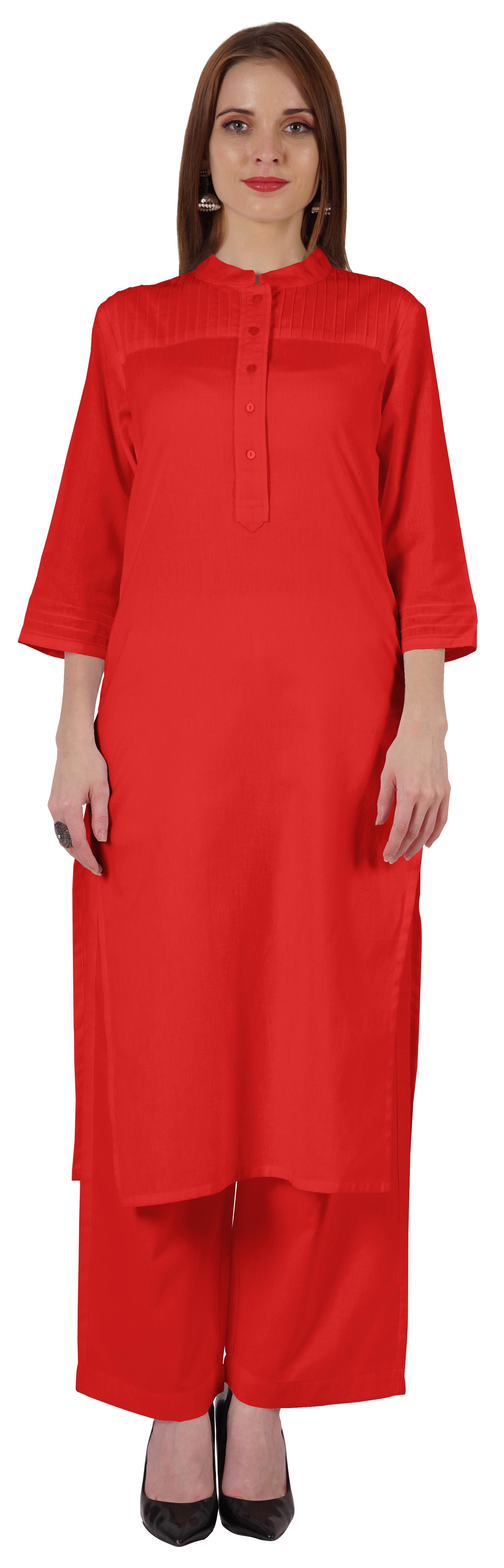 

Традиційне індійське однотонне плаття бімба для жінок Індійська етнічна курта та штани Palazzo XX-Large червоний