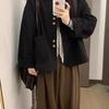 Women's 2025 Japanese Retro Black Trench Coat - Early Autumn/Spring Casual Jacket