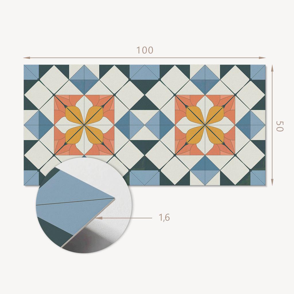 Panel Dekoracyjny Z Grafiką Przyklejany 100X50 Cm Geometryczny Wzór Kwiatowy