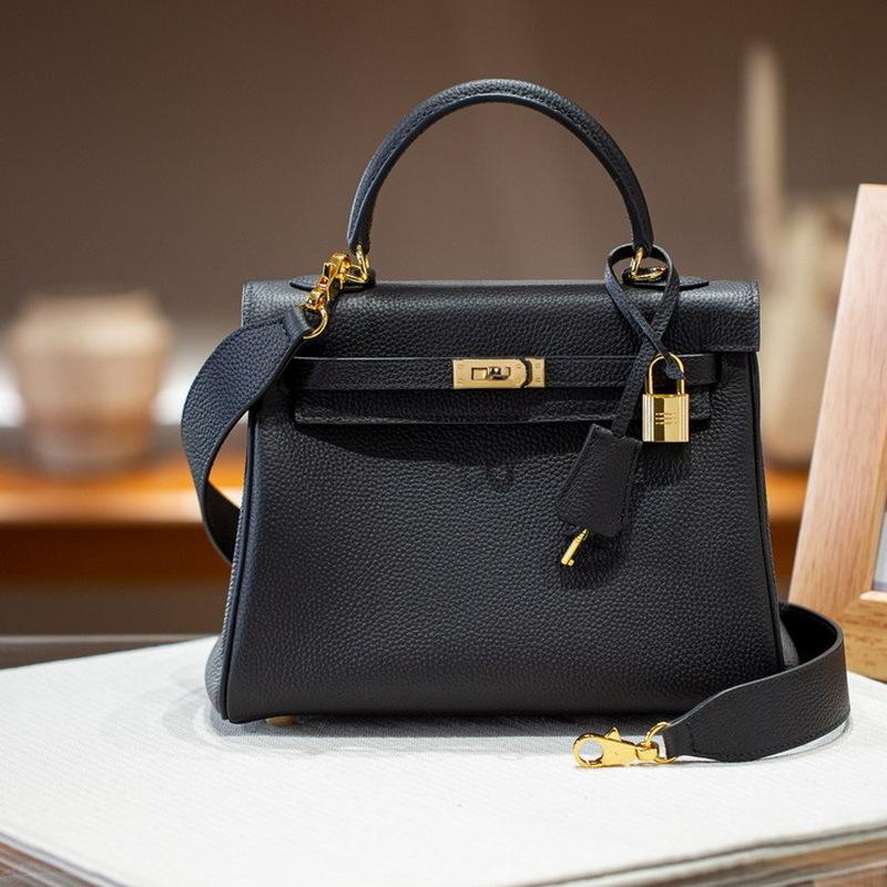 Inner Seam Top Layer Cowhide Togo Leather Bag With Double Shoulder Straps (H09-2528KL)