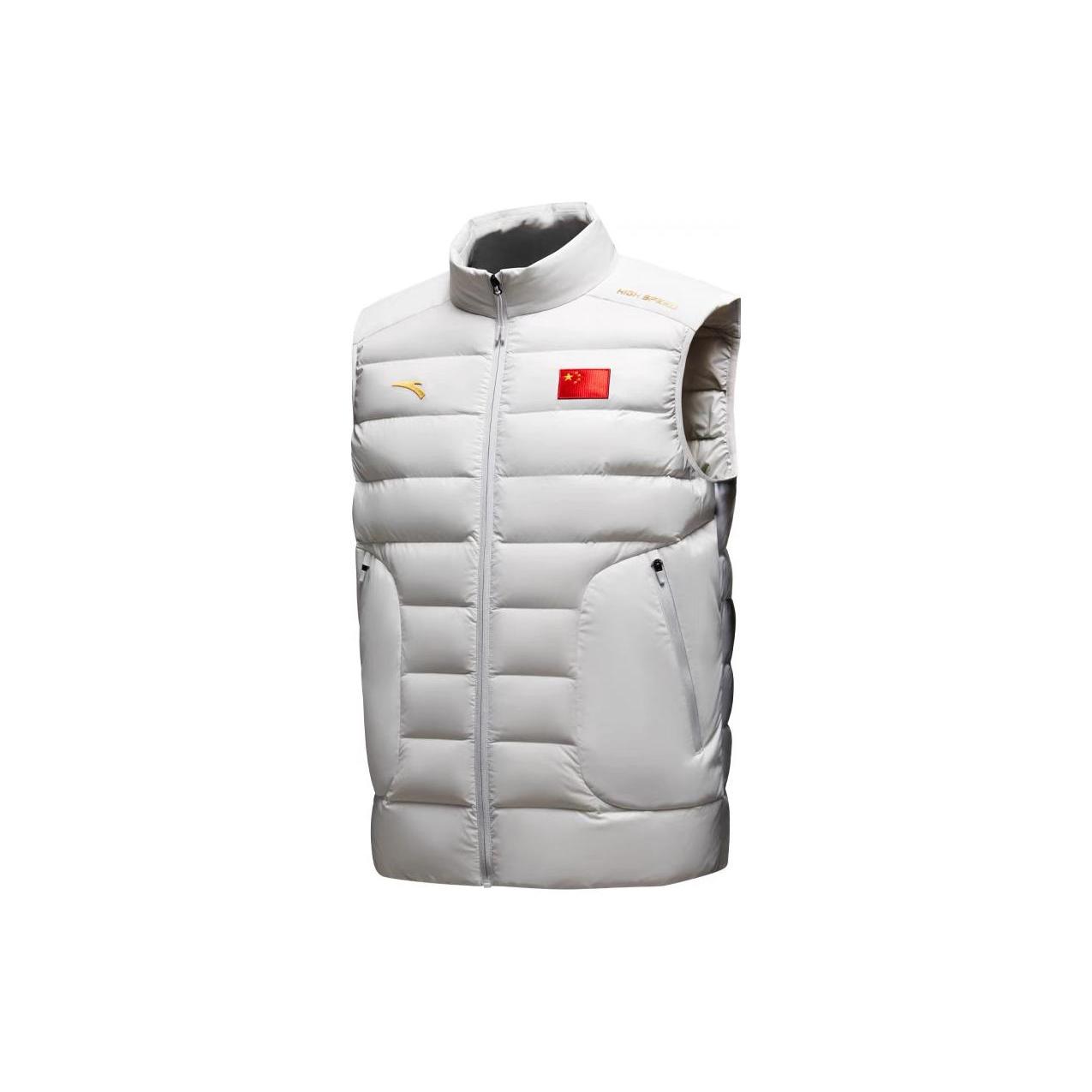 ANTA Down Vests Unisex Sand Grain Gray Stand Collar Thin Other 452340104-1 L