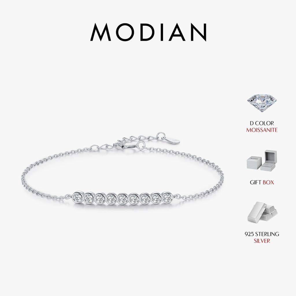 MODIAN D Moissanite 925 Silver Simple Bracelet Round Lab Diamond Chain Link Jewelry For Women Luxury Wedding Gift