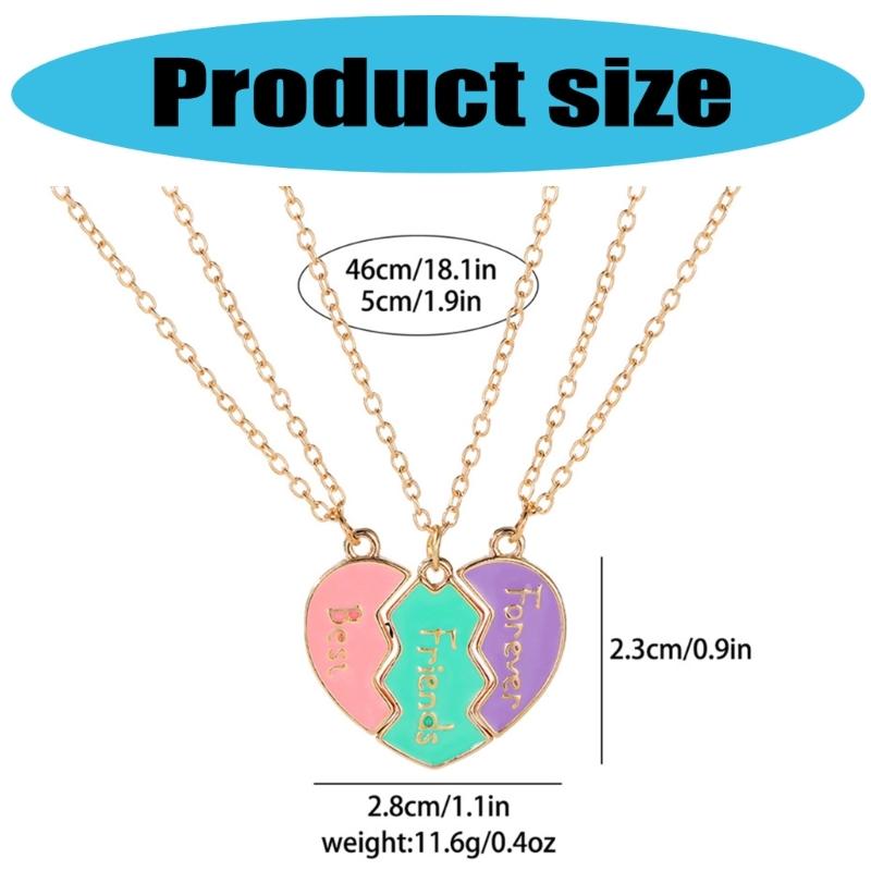 Zestaw 3 naszyjników przyjaźni z puzzlem w kształcie serca Symbolizujący przenośną więź dla modnych kobiet i entuzjastów mody