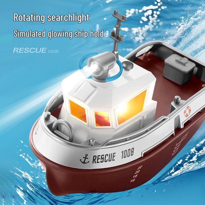 1:32 Mini High-Speed Rechargeable RC Remote Control Boat - Water-Ready Tugboat Toy Model