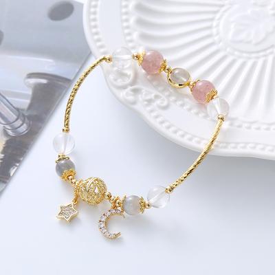 Strawberry Crystal Bracelet Female Moonstone White Crystal Bangles Women Fashion Jewelry Accessories Gift