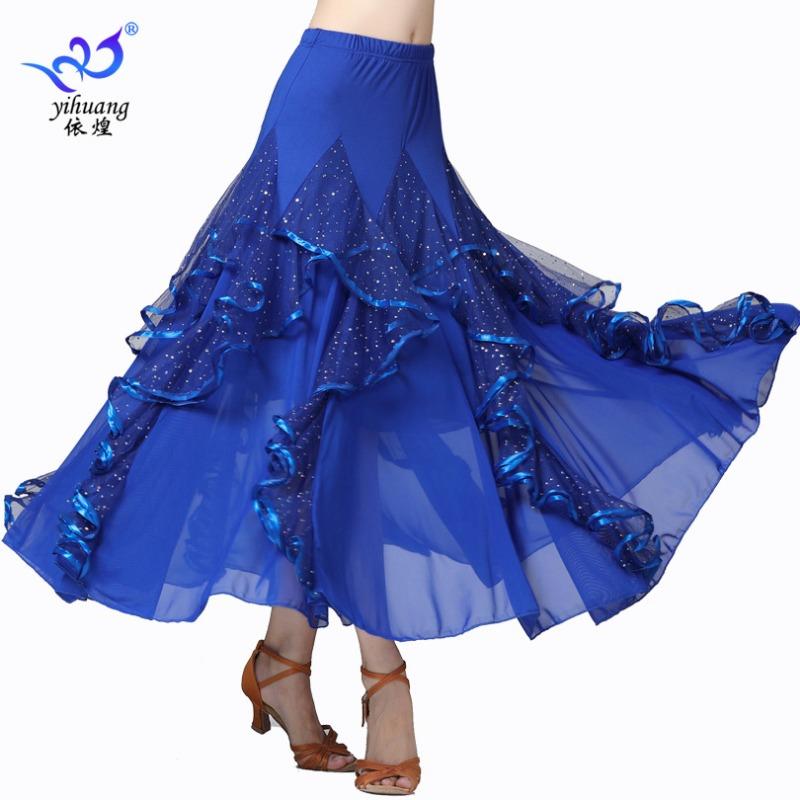 Ballroom Dance Skirt Sequined Long Skirt Modern Dance Skirt Ballroom Dance Swing Skirt Practice Clothes Stage Performance Clothes