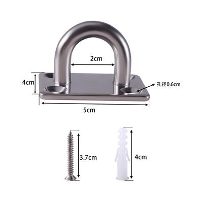 4pcs 304 Stainless Steel Ceiling Hooks Pad Eye Plate U Shape Loop Screws Mount Multifunctional Wall Mount Hook Loops