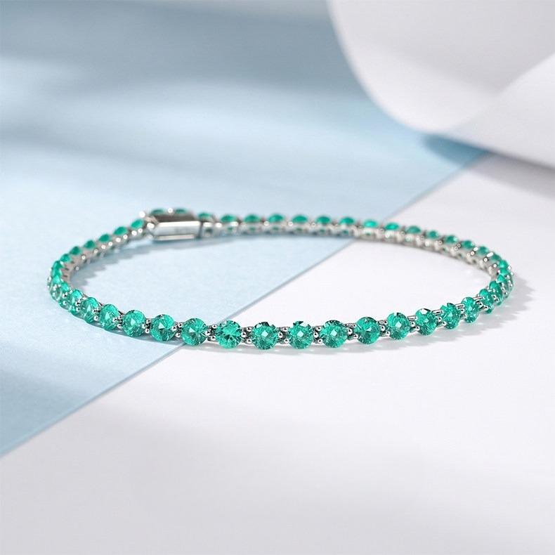 Heißer Verkauf 925 Silber Armband, Damen Paraiba Farbe Tennisarmband, Damen Frisch Hochwertiger Ewiger Schmuck