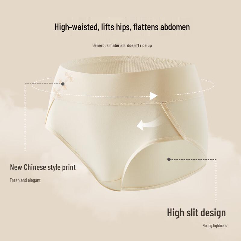 FENTENGCARE Women's 7A Antibacterial High-Waist Cotton Underwear 3-Pack