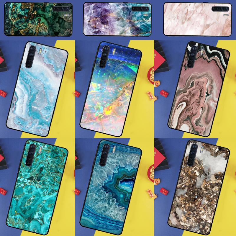 Agate Gem Crystals Marble Pattern For Oppo A18 A38 A58 A78 A98 A40 A60 A80 A74 A94 A54 A16 A76 A96 A15 A57S A17 A77 Phone Case