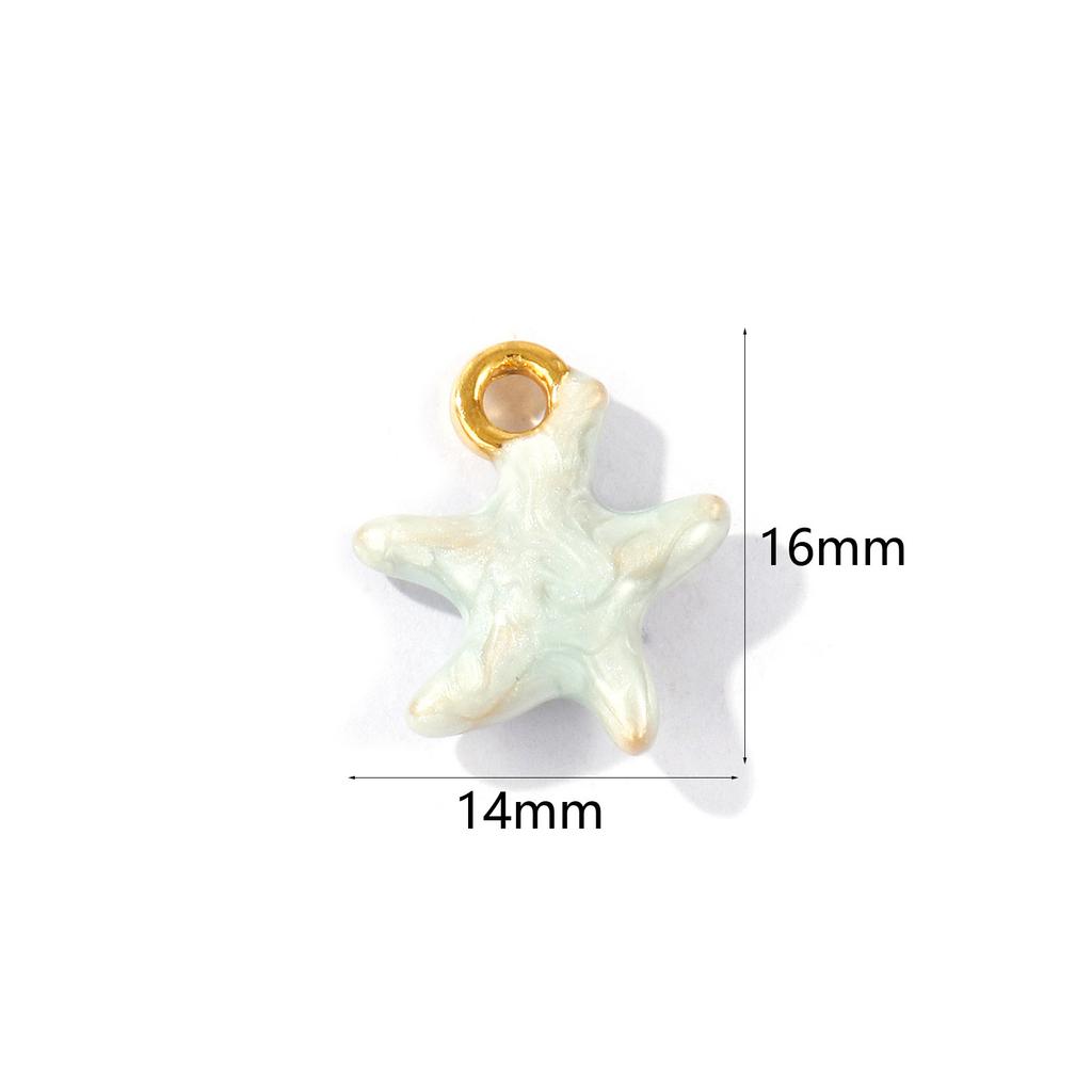 2Pcs 304 Stainless Steel Ocean Jewelry Charms Pearlescent Enamel Whale Turtle Starfish Crab 18K Gold Plated Pendant DIY Necklace